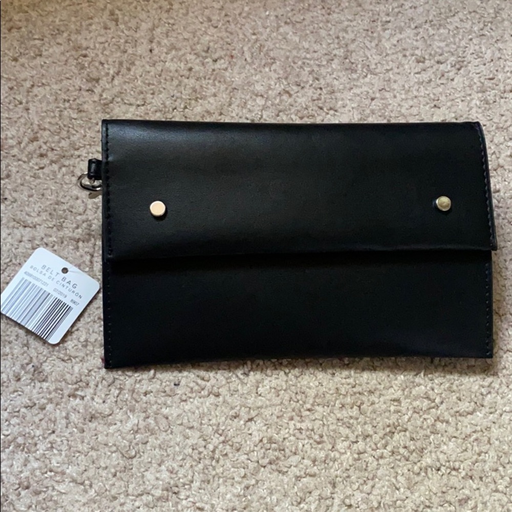 Black faux leather belt bag